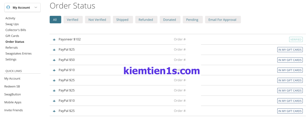 Số tiền kiếm được từ Swagbucks Số tiền kiếm được từ Swagbucks
