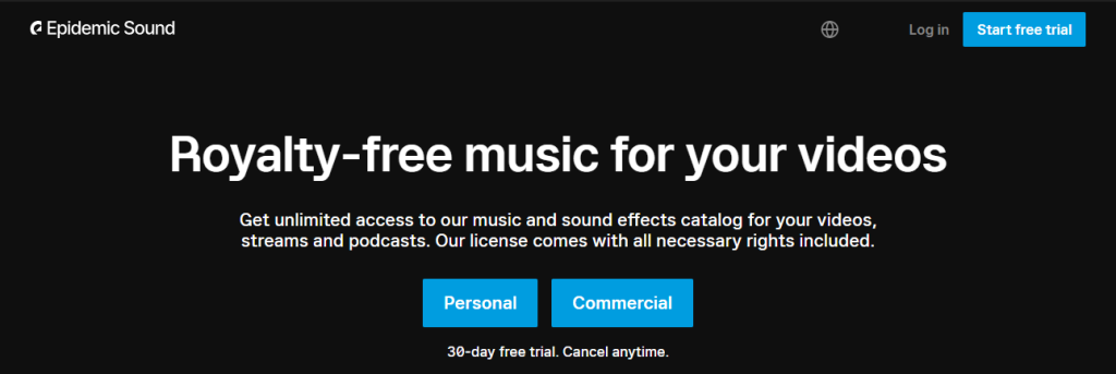 Tạo phiên bản miễn phí trong Epidemic Sound